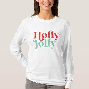 Camiseta Modern Font Boho Holly Jolly Natal