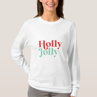 Camiseta Modern Font Boho Holly Jolly Natal