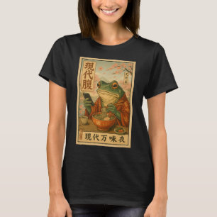 Camiseta Modern Frog Ramen – Estilo Japonês Retrô