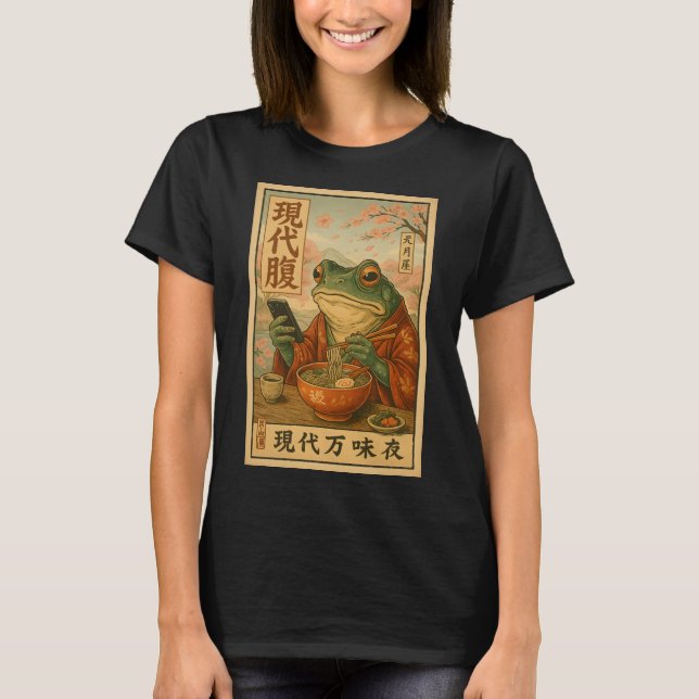 Camiseta Modern Frog Ramen – Estilo Japonês Retrô (Frente)