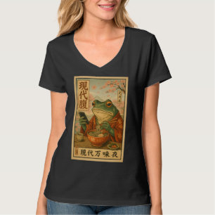 Camiseta Modern Frog Ramen – Estilo Japonês Retrô