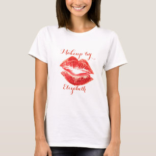Camiseta Modern Girly Glitter Red Lábios, artista Makeup