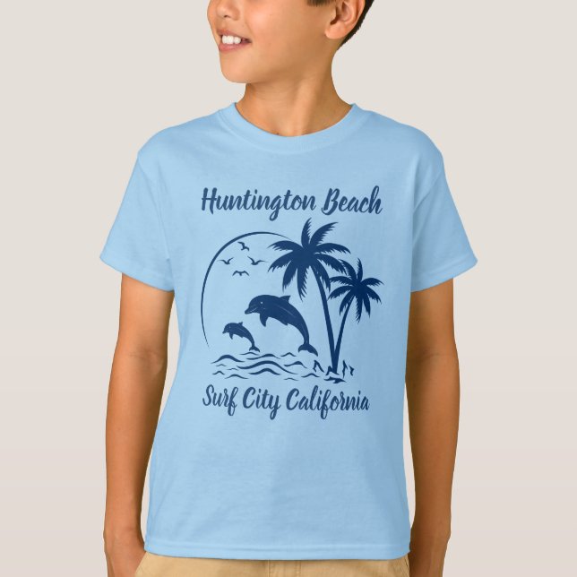 Camiseta Modern Huntington Beach California Dark Blue (Frente)