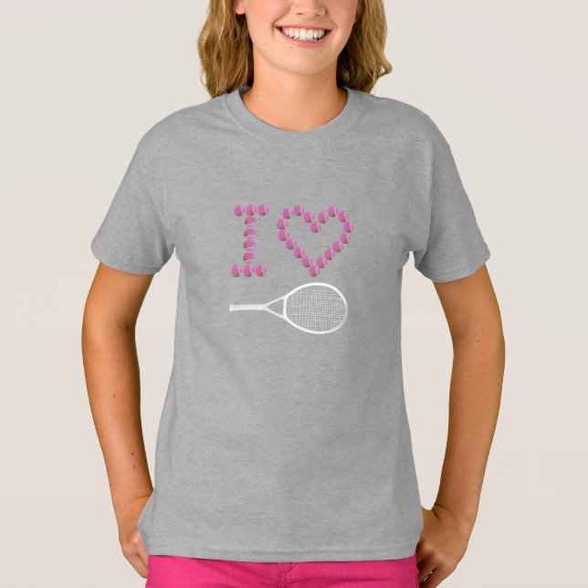 Camiseta Modern I Love Tênis Girls' (Frente)