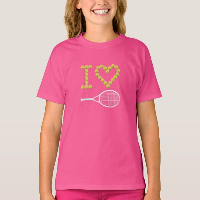 Camiseta Modern I Love Tênis Pink Girls' (Frente)