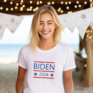 Camiseta Modern Joe Biden 2024 com Linhas Vermelhas Patrió