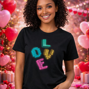 Camiseta Modern Love 3D Gráfico com Brilho Pastel Estétic