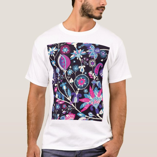 Camiseta Modern paisley: padrão oriental tradicional. (Frente)