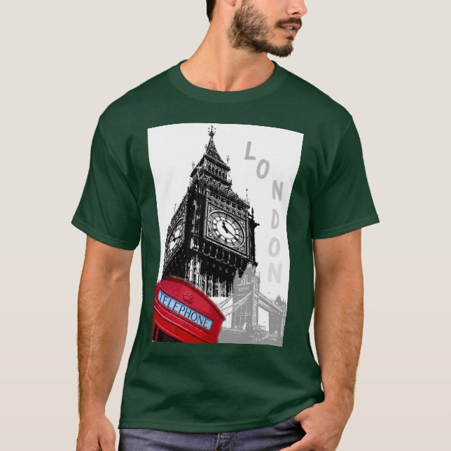 Camiseta Modern Pop Art London Big Ben Clock Tower (Frente)