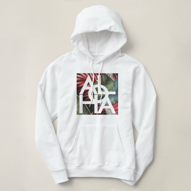 Camiseta Modern Red Palm Aloha Hawaii Island (Frente do Design)