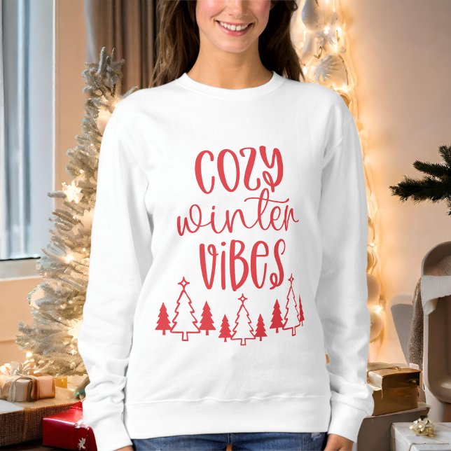 Camiseta Modern Red Typografia Cozy Winter Vibes (Criador carregado)