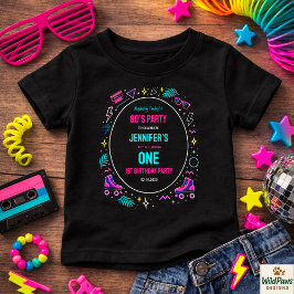Camiseta Modern Retro Neon 80’s 1st Birthday Party