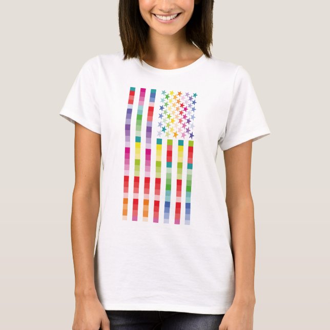 CAMISETA MODERN VERSION MULTICOLOR USA/EEUU FLAG BY MASANSE (Frente)