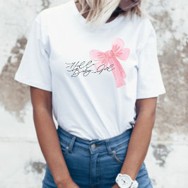 Camiseta Modern Watercolor Blush Pink Bow Hello Baby Girl