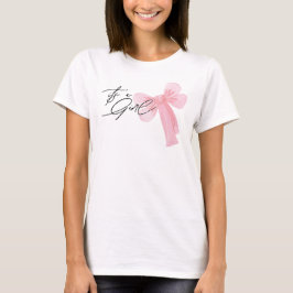 Camiseta Modern Watercolor Blush Pink Bow It's a Girl