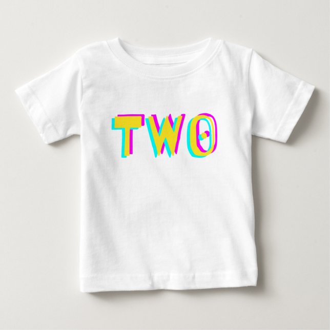 Camiseta Moderna 3D de Aniversário de Dois Anos pa (Frente)