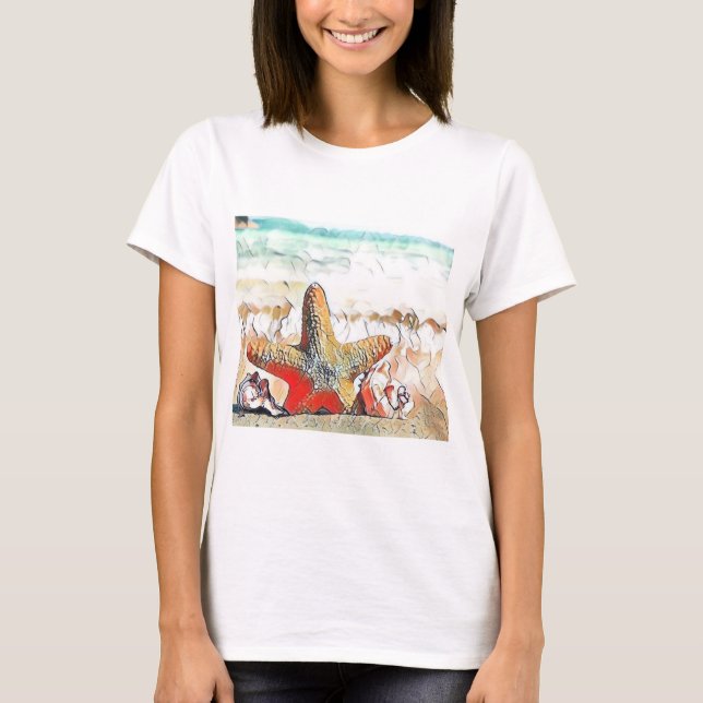 Camiseta Moderna Aquarela de Cabeças Laranja (Frente)