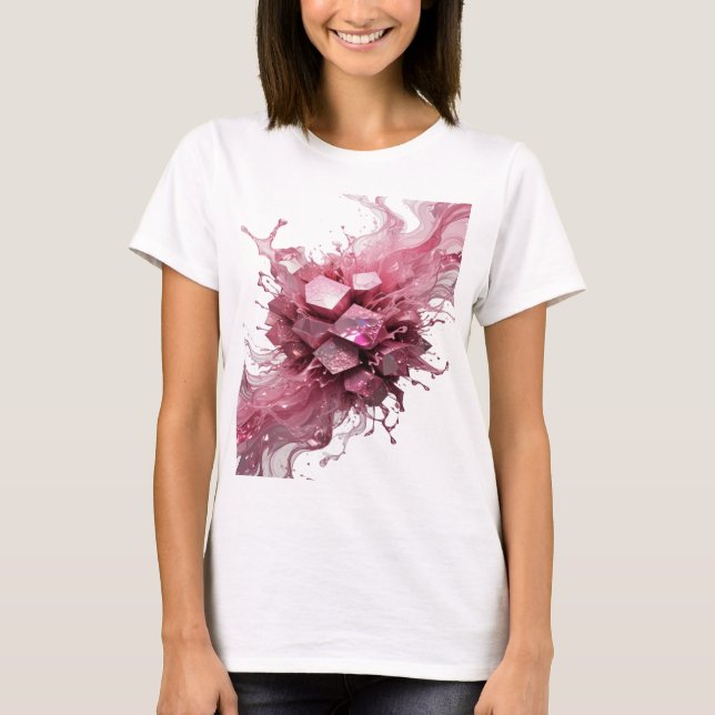 Camiseta Moderna Arte de Texto 3D em Prata CRISTAL EXPLOSÃO (Frente)