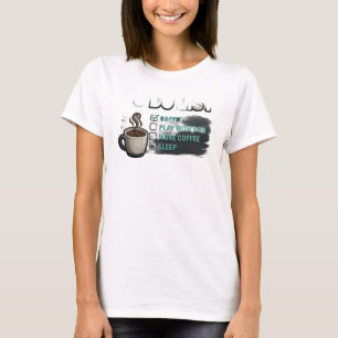 Camiseta Moderna COFFEE PLAY WITH DOG Dourada Cria