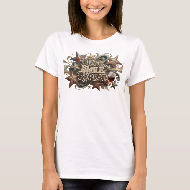 Camiseta Moderna Colorida BEBIDA SORRISO REPITA (Frente)