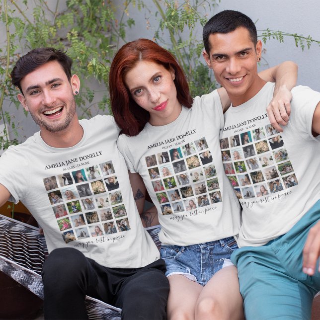 Camiseta Moderna com Colagem de Fotos "Em Memória  (Criador carregado)