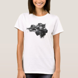 Camiseta Moderna Cubos Abstratos em Ouro