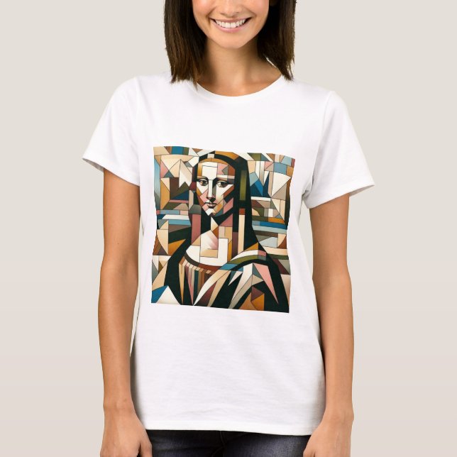 Camiseta Moderna da Mona Lisa em Estilo de Vitral (Frente)