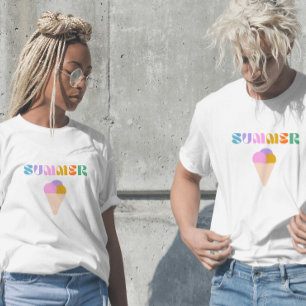 camiseta moderna da tipografia do sorvete de verão