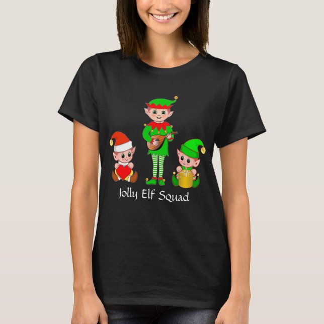 Camiseta Moderna da Turma do Papai Noel Alegre (Frente)