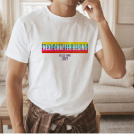 Camiseta Moderna de Graduação com Arco-Íris para F