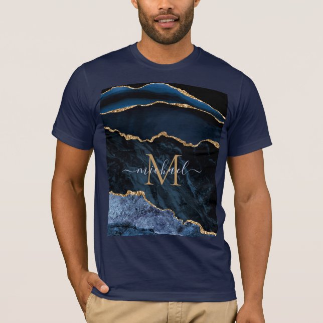 Camiseta moderna Dourada azul de Marinho Agate - M (Frente)