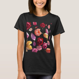 Camiseta Moderna Elegância Floral em Pétalas para Moda Botâ