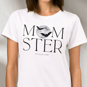 Camiseta Moderna Lua Negra Morde Halloween Mãe