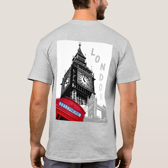 Camiseta Moderna Pop Art Elegante London Big Ben Clock Towe (Verso)