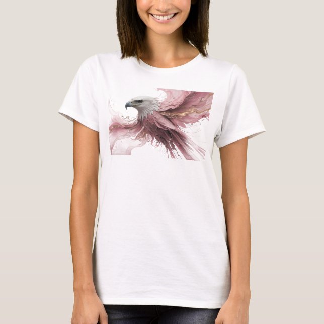 Camiseta Moderna Rosa Abstrata Águia Tendência (Frente)