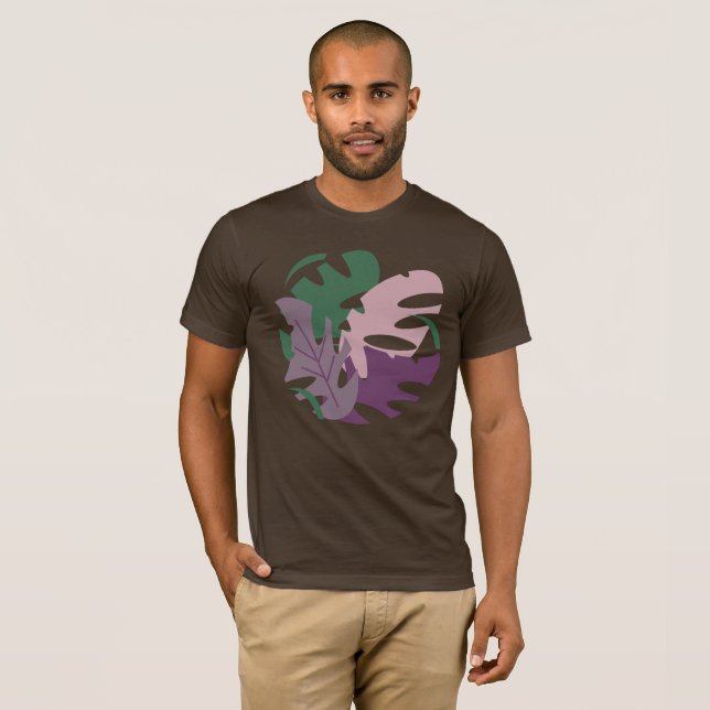 Camiseta Moderna selva Tropical Monstera Folhas Coloridas (Frente Completa)