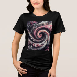 Camiseta Moderno Abstrato Girando Rosa, Preto e Branco
