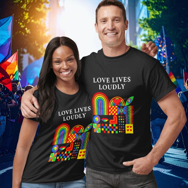Camiseta Moderno Arco-íris do Mês do Orgulho Abstrato Geomé (Criador carregado)