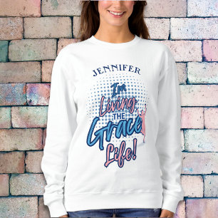 Camiseta Moderno Blue Script Grace Mulheres Personalizam