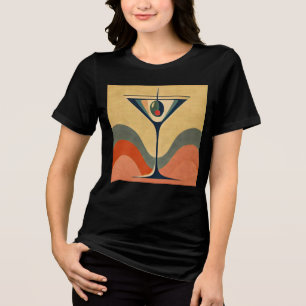 Camiseta Moderno de Meados do Século "onda de martini de az
