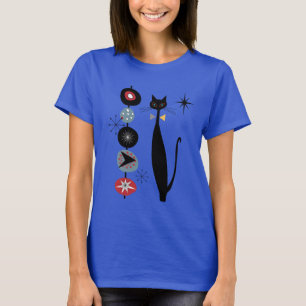 Camiseta Moderno de Meio século de Gato Negro Legal da Era