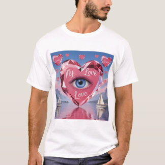 Camiseta Moderno Design de Amor Romântico para o Dia dos Na