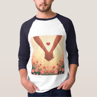 Camiseta Moderno Design de Amor Romântico para o Dia dos Na