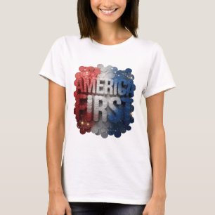 Camiseta Moderno Design de Texto PRÓXIMO A AMÉRICA em Prata