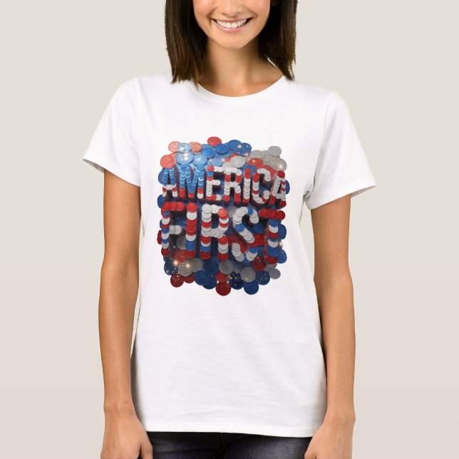 Camiseta Moderno Design Gráfico PRÓ-AMÉRICA em Prata (Frente)