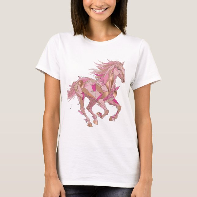 Camiseta Moderno Design Prata PINK E PÔNEI DOURADO (Frente)