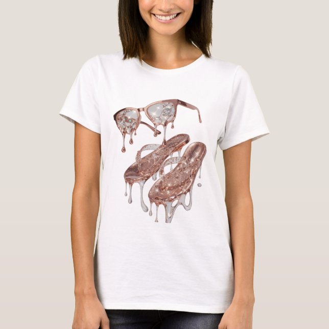 Camiseta Moderno Design Prateado ROSE GOLD GLAMOUR (Frente)