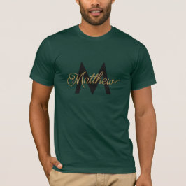 Camiseta Moderno Dourado Tipografia Adicione Nome e Monogra