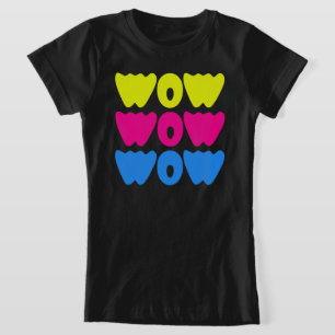 Camiseta Moderno e colorido WOW MOM dizendo Dia simples