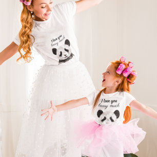 Camiseta Moderno Eu Te Amo Muito Panda Preta E Branca